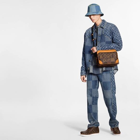 Louis Vuitton x Nigo Giant Damier Waves Monogram Logo Blue Denim Jeans Pants 32 - Picture 8 of 16